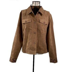 (relativity) | Brown Suede Leather Embroidered Jacket
